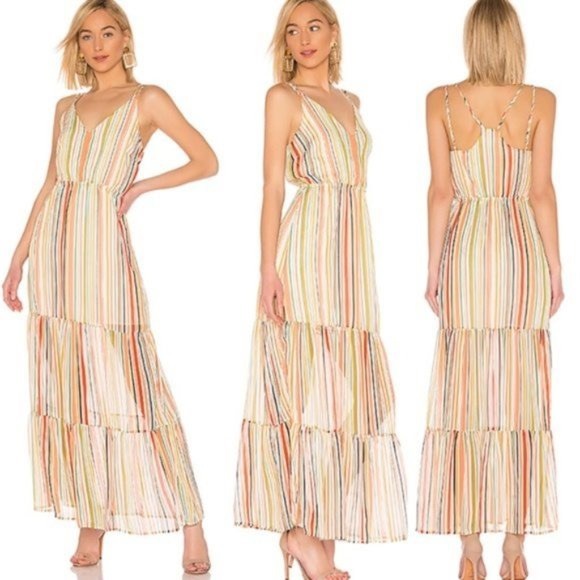 NWT Jack by BB Dakota Maxi-Mum Impact Striped Summer Floaty Dress Size M Medium - Picture 1 of 6